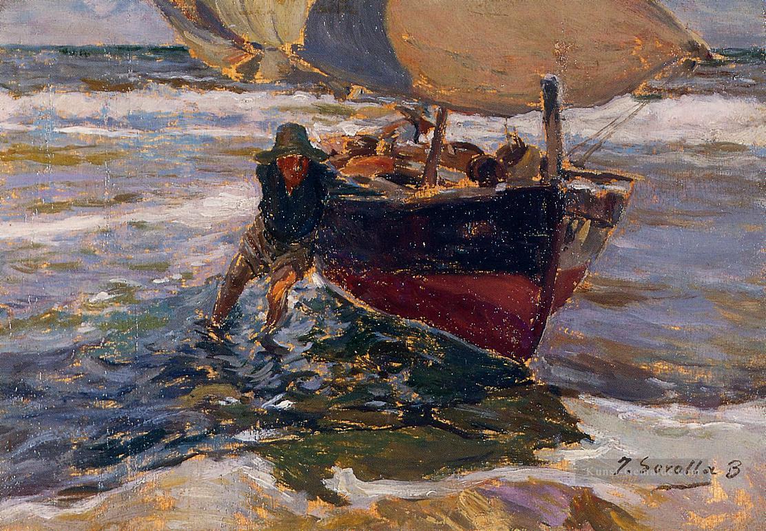 Mit dem Boot auf dem Boot studiere Maler Joaquin Sorolla Ölgemälde